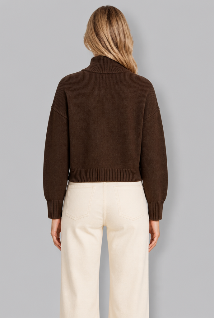 Knit Zip Cardigan with Frog Button Trim