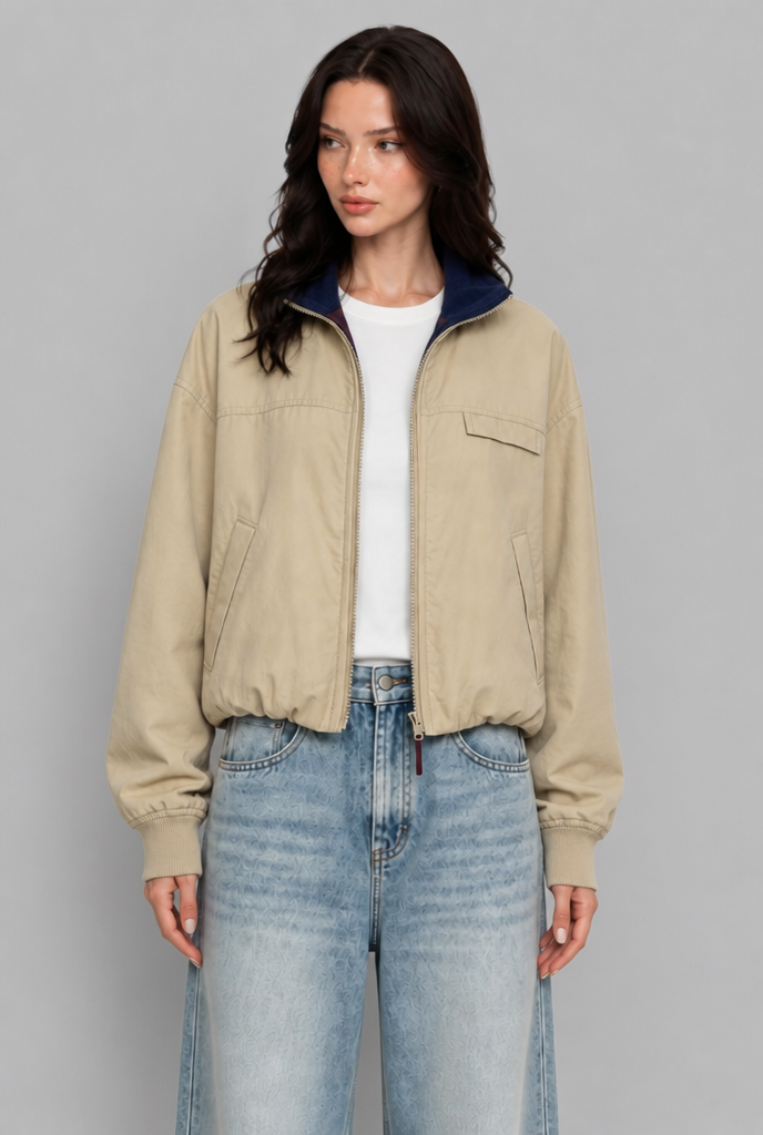 Zip Through Bomber Jacket