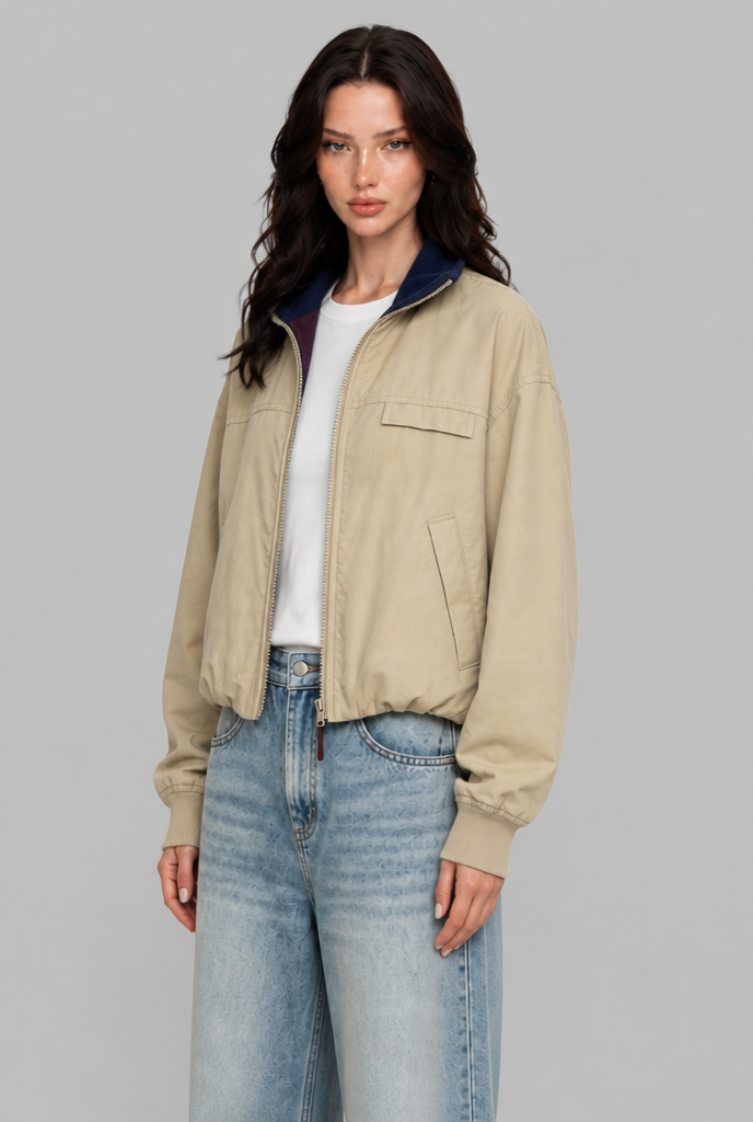 Zip Through Bomber Jacket