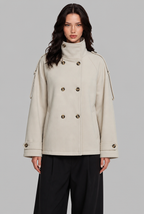 Funnel Neck Double-Breasted Pea Coat
