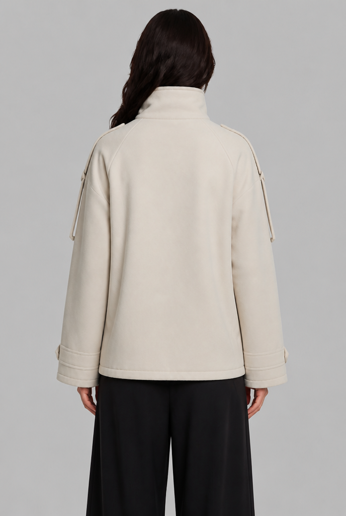 Funnel Neck Double-Breasted Pea Coat