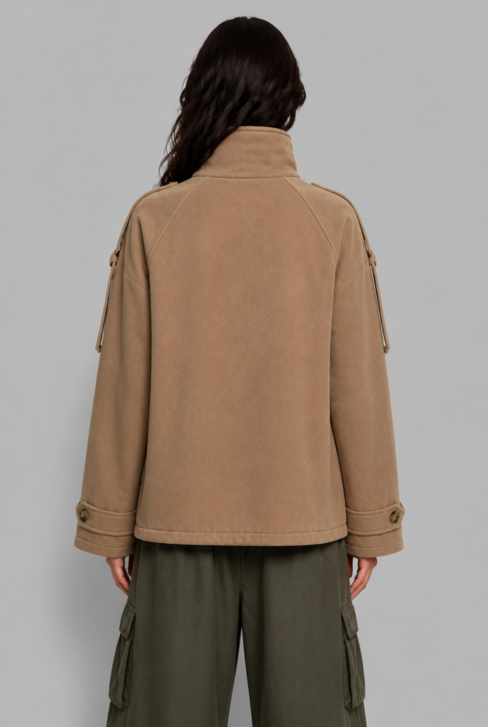 Funnel Neck Double-Breasted Pea Coat