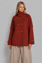 Funnel Neck Double-Breasted Pea Coat