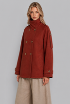 Funnel Neck Double-Breasted Pea Coat