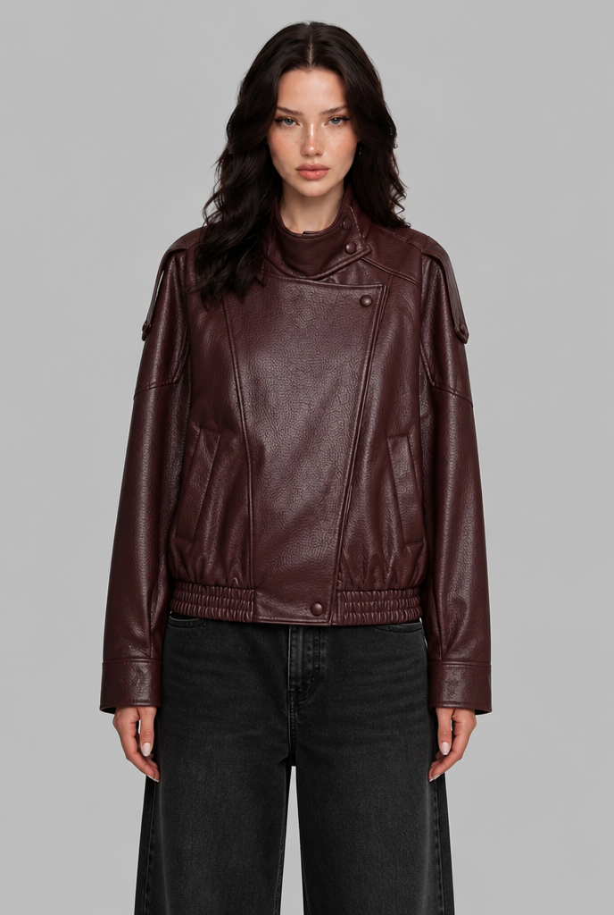 Asymmetric Zip Faux Leather Jacket