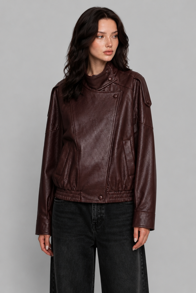 Asymmetric Zip Faux Leather Jacket