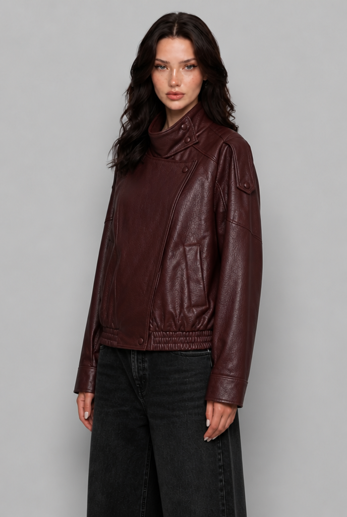 Asymmetric Zip Faux Leather Jacket