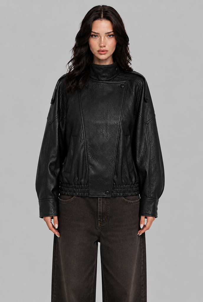 Asymmetric Zip Faux Leather Jacket