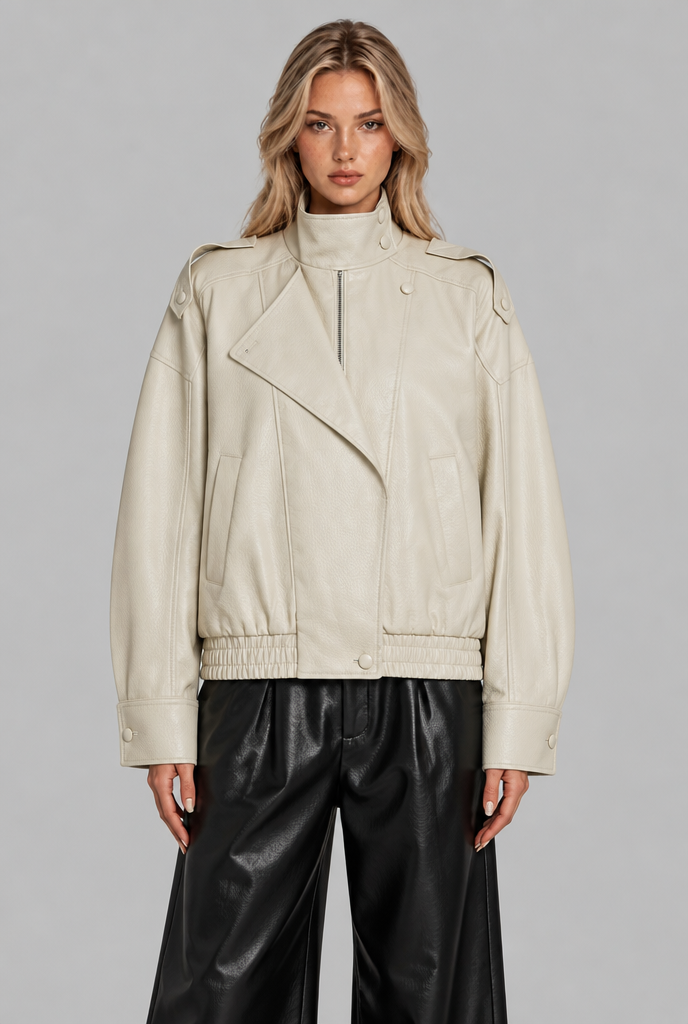 Asymmetric Zip Faux Leather Jacket
