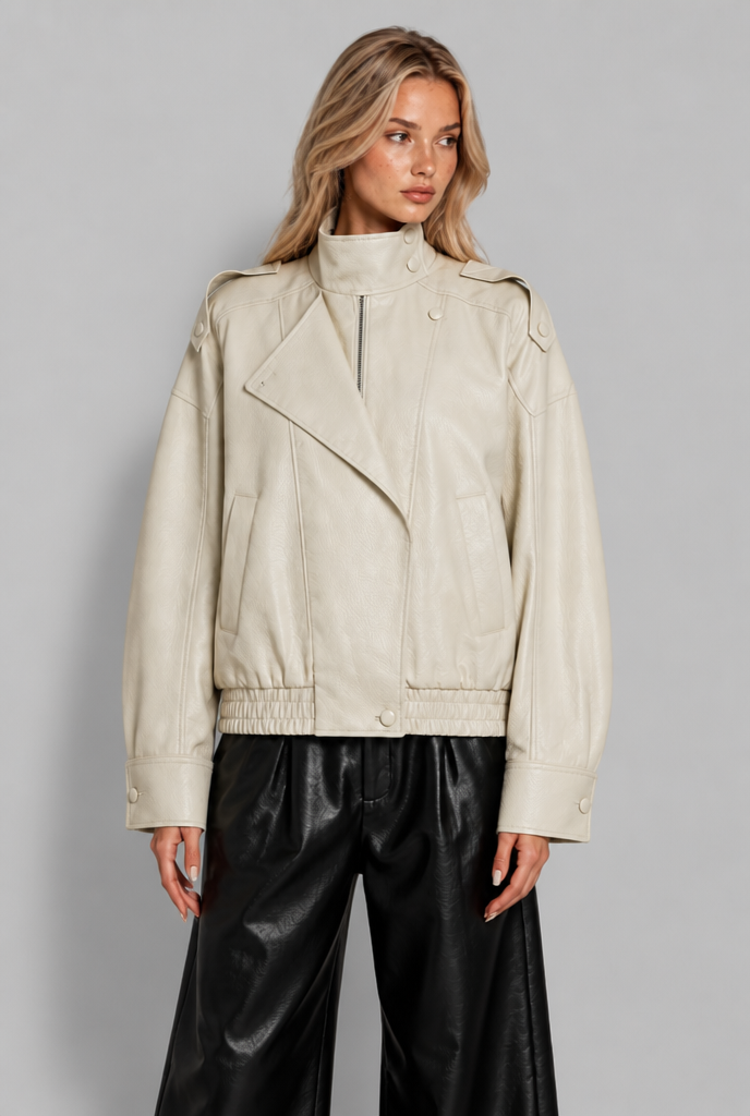 Asymmetric Zip Faux Leather Jacket