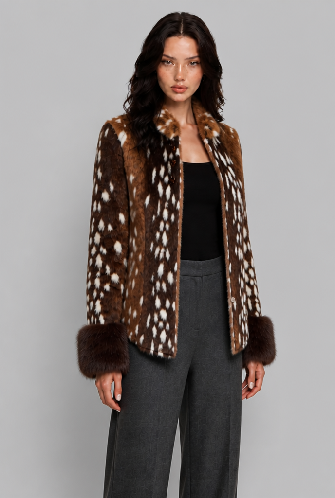 Bambi Faux Fur Jacket with Contrast Cuffs