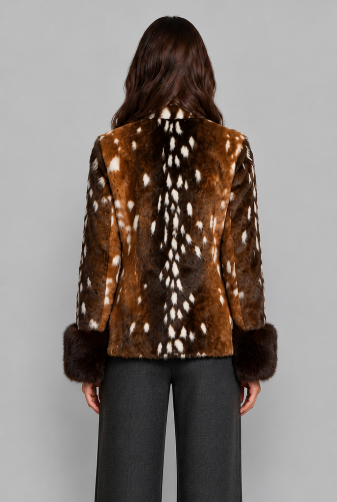 Bambi Faux Fur Jacket with Contrast Cuffs