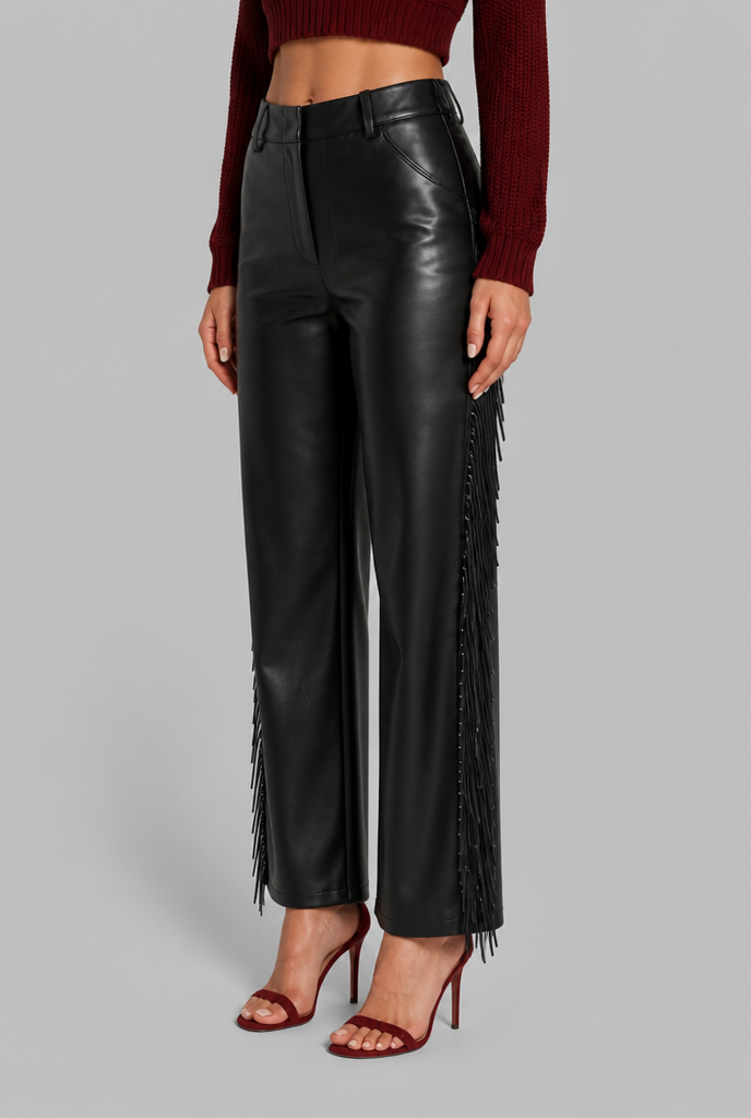 Faux Leather Flare Trousers