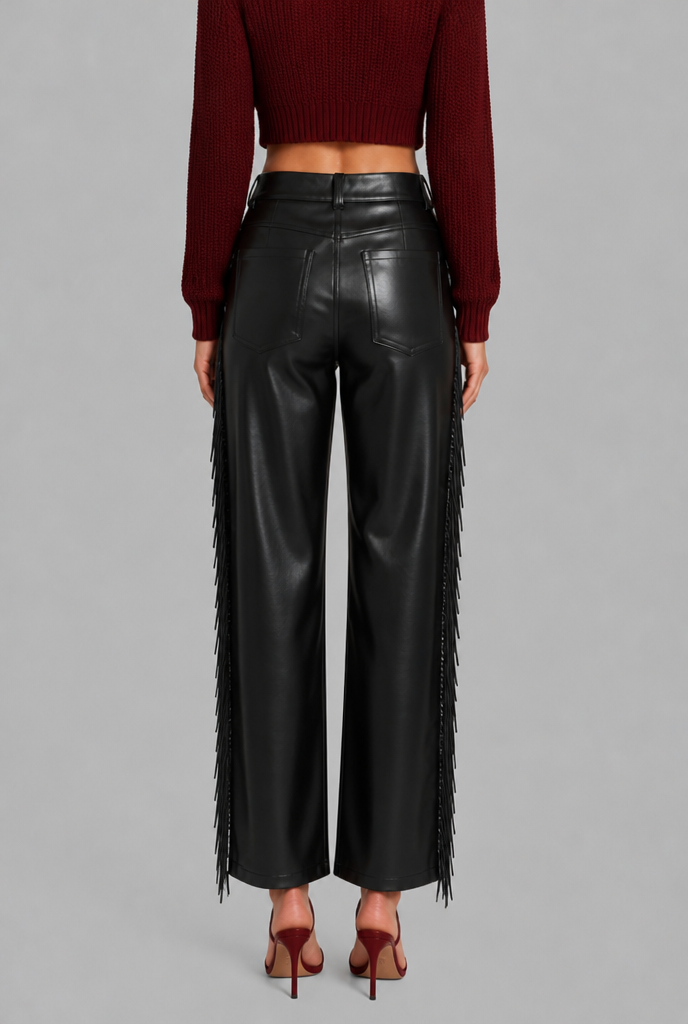 Faux Leather Flare Trousers