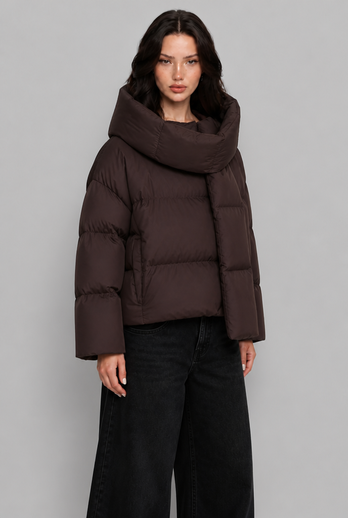 Puffer Jacket with Scarf Hood
