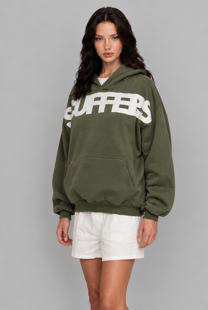 Oversized Hoodie with Chest Logo Print