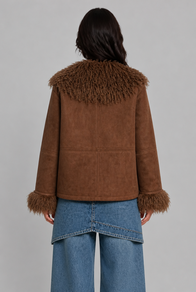 Faux Suede Aviator Jacket
