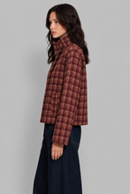 Cropped Check Jacket with Stand Collar