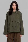Double-Breasted Trench Jacket with Hood