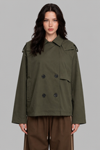 Double-Breasted Trench Jacket with Hood
