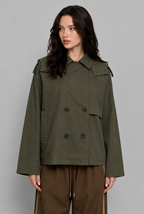 Double-Breasted Trench Jacket with Hood