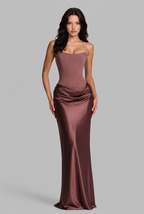 Satin Corset Draped Maxi Dress