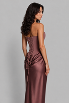 Satin Corset Draped Maxi Dress