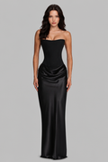 Satin Corset Draped Maxi Dress