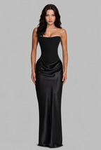 Satin Corset Draped Maxi Dress