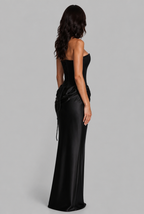 Satin Corset Draped Maxi Dress