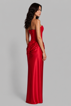 Satin Corset Draped Maxi Dress
