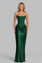 Satin Corset Draped Maxi Dress
