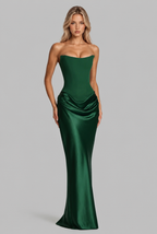 Satin Corset Draped Maxi Dress