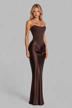 Satin Corset Draped Maxi Dress
