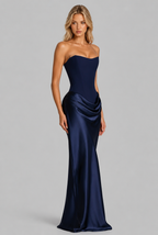 Satin Corset Draped Maxi Dress