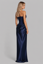 Satin Corset Draped Maxi Dress