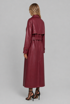 Belted Faux Leather Trench Coat
