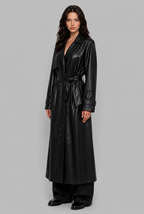 Belted Faux Leather Trench Coat