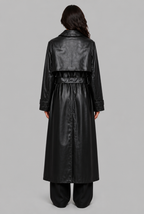 Belted Faux Leather Trench Coat