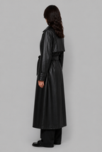 Belted Faux Leather Trench Coat