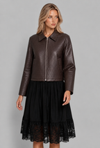 Woven Faux Leather Jacket