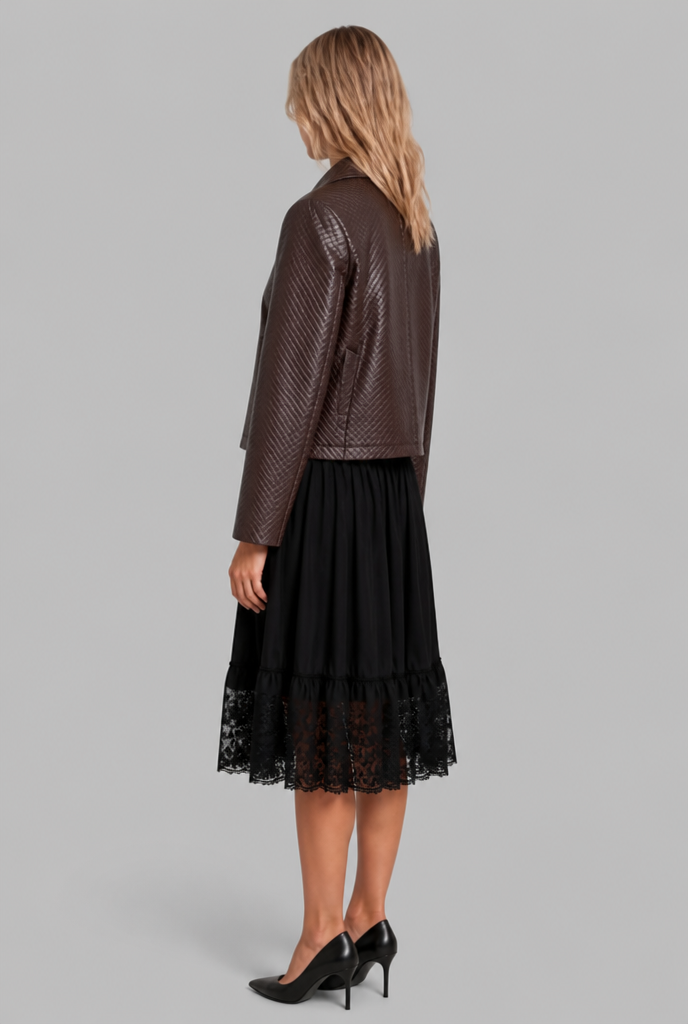 Woven Faux Leather Jacket