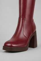 Block Heel Knee-High Faux Leather Boots