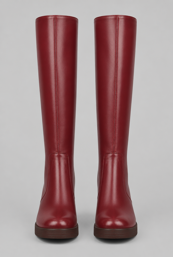 Block Heel Knee-High Faux Leather Boots