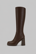 Block Heel Knee-High Faux Leather Boots