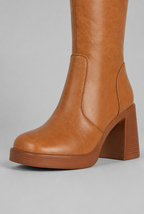 Block Heel Knee-High Faux Leather Boots
