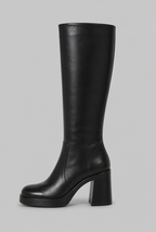 Block Heel Knee-High Faux Leather Boots