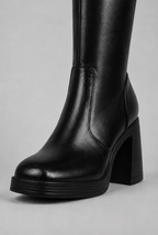 Block Heel Knee-High Faux Leather Boots