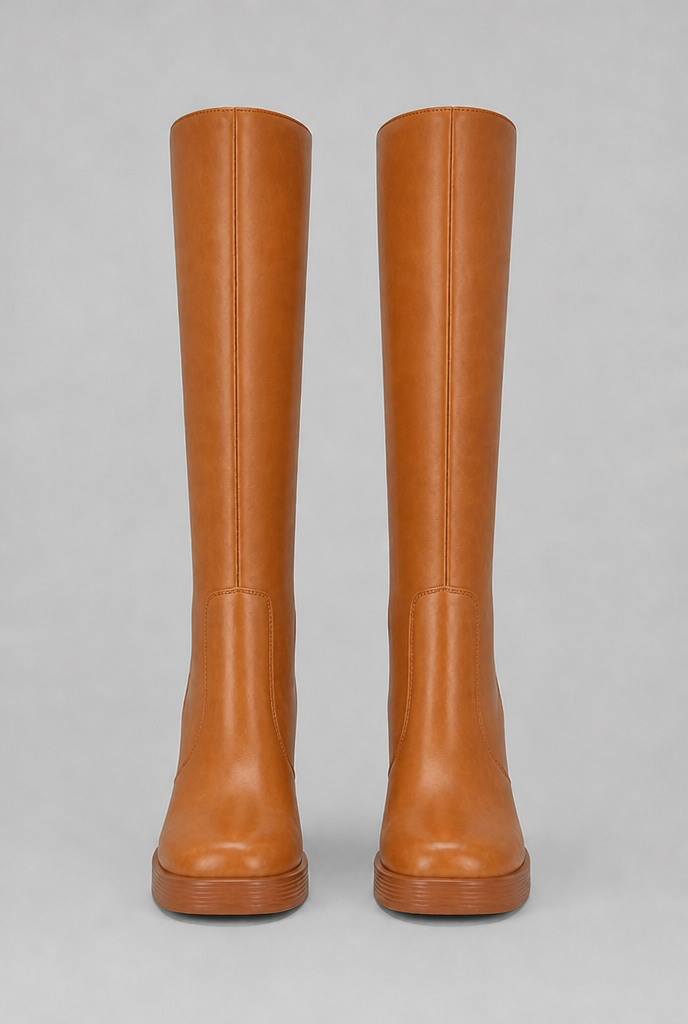 Block Heel Knee-High Faux Leather Boots