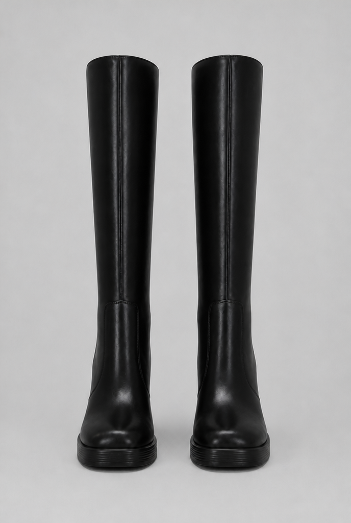 Block Heel Knee-High Faux Leather Boots